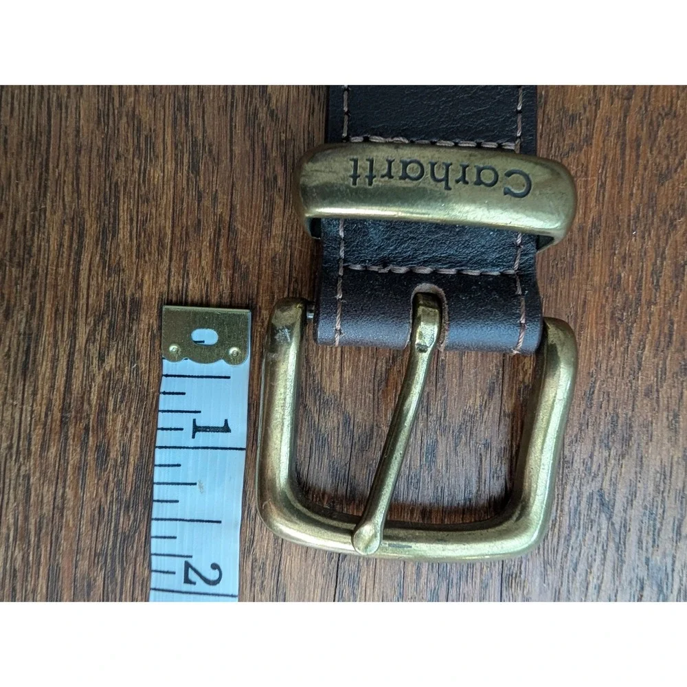 Carhartt Leather Belt Mens 44 Brown Like New Top Grain English Bridle Brass